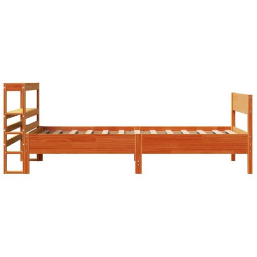 Sengeramme uden madras 75 x 190 cm i massivt fyrretræ - gyldenbrun