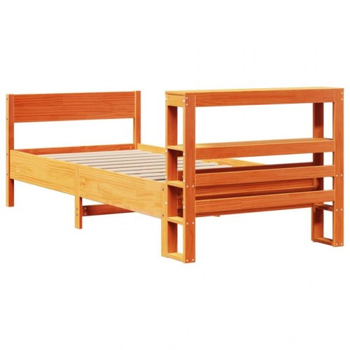 Sengeramme uden madras 75 x 190 cm i massivt fyrretræ - gyldenbrun