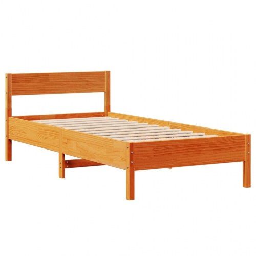 Sengeramme uden madras 75 x 190 cm i massivt fyrretræ - gyldenbrun