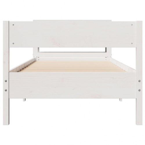 Sengeramme 90x200 cm med hylder - hvid