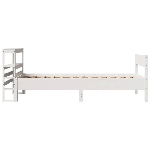 Sengeramme 90x200 cm med hylder - hvid