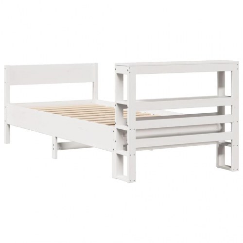 Sengeramme 90x200 cm med hylder - hvid