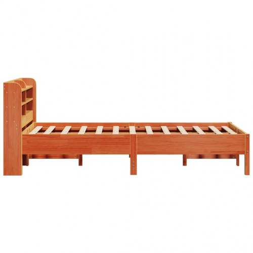 Sengeramme i massivt fyrretræ med hylder 75x190 cm - gyldenbrun