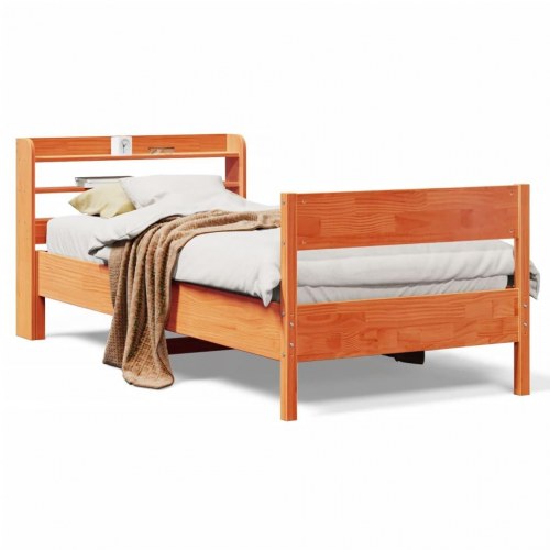Sengeramme uden madras 100x200 cm massivt fyrretræ gyldenbrun