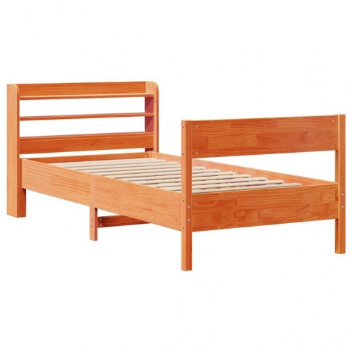Sengeramme uden madras 100x200 cm massivt fyrretræ gyldenbrun