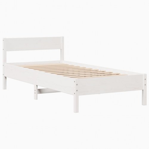 Sengeramme 90 x 200 cm i massivt fyrretræ - hvid