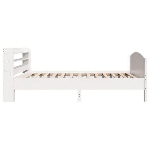 Sengeramme 100 x 200 cm med hovedgærde og hylder - hvid