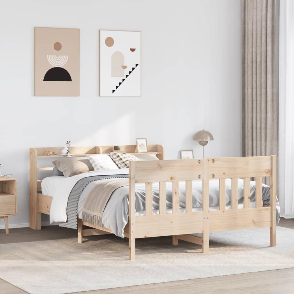 Sengeramme Uden Madras Massivt Fyrretræ - Naturfarvet / 135 x 190 cm