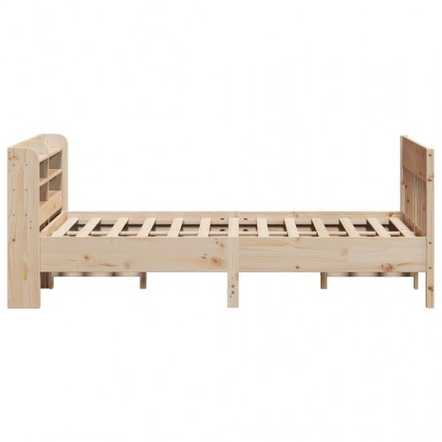 Sengeramme med sengegærde 135 x 190 cm i massivt fyrretræ