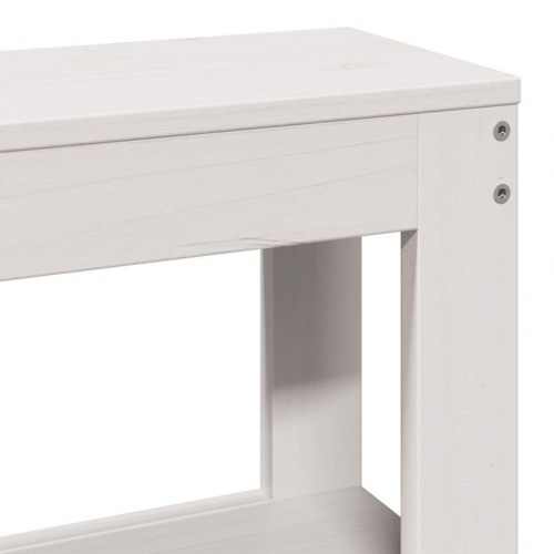 Sengeramme 90x190 cm i massivt fyrretræ - hvid med hylder