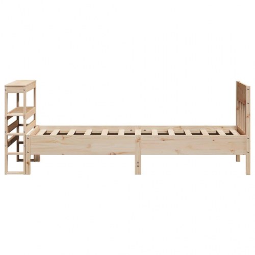 Sengeramme 90x200 cm i massivt fyrretræ med hylder