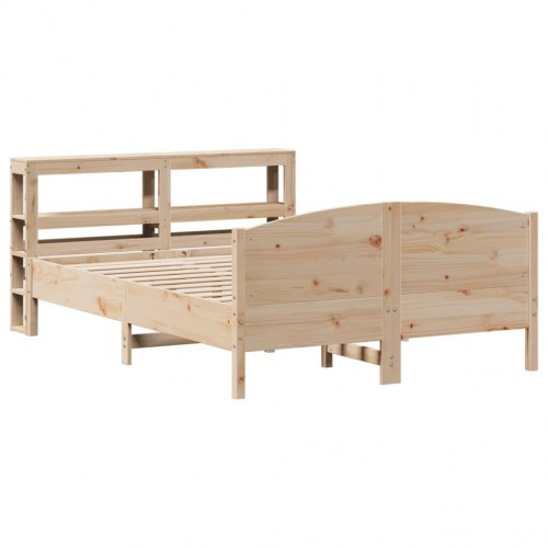 Sengeramme 160x200 cm i massivt fyrretræ med hylder