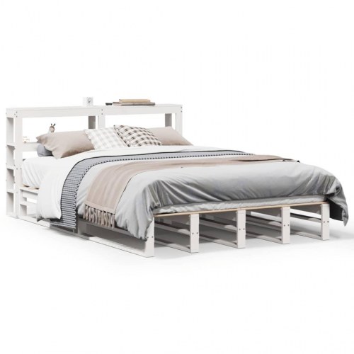 Sengeramme uden madras 140x190 cm massivt fyrretræ hvid