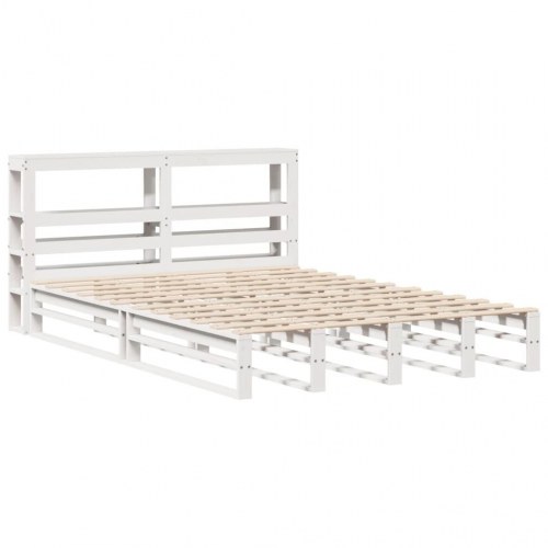 Sengeramme uden madras 140x190 cm massivt fyrretræ hvid