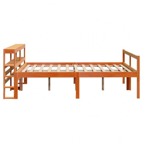 Seniorseng med sengegavl 135 x 190 cm i massivt fyrretræ - gyldenbrun