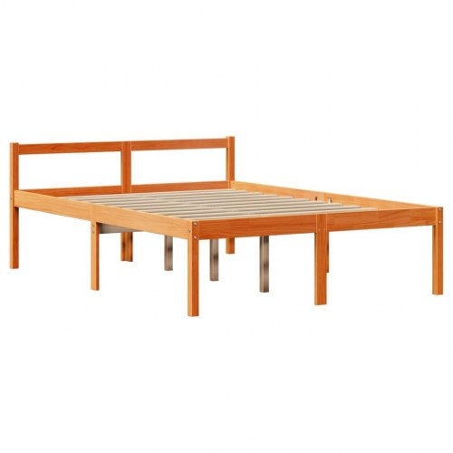 Seniorseng med sengegavl 135 x 190 cm i massivt fyrretræ - gyldenbrun