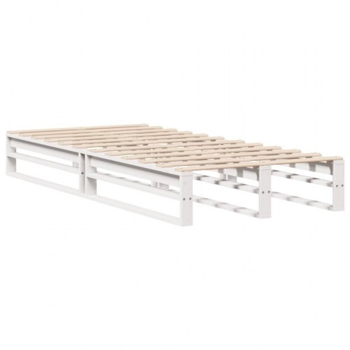 Sengeramme 90x200 cm i massivt fyrretræ - hvid med hylder