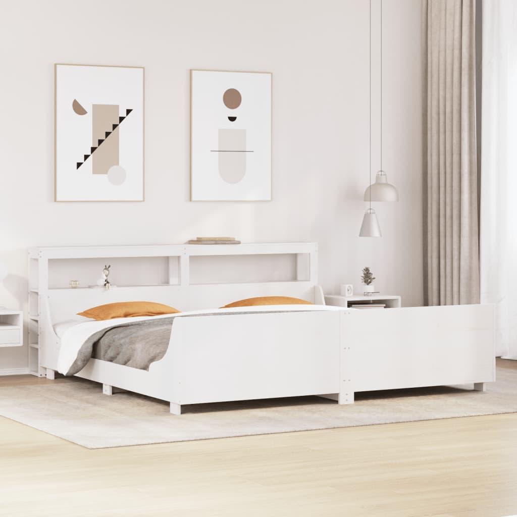 Sengeramme Uden Madras Massivt Fyrretræ Hvid - Hvid / 180 x 200 cm