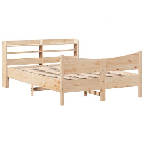 Sengeramme med sengegavl 150 x 200 cm i massivt fyrretræ