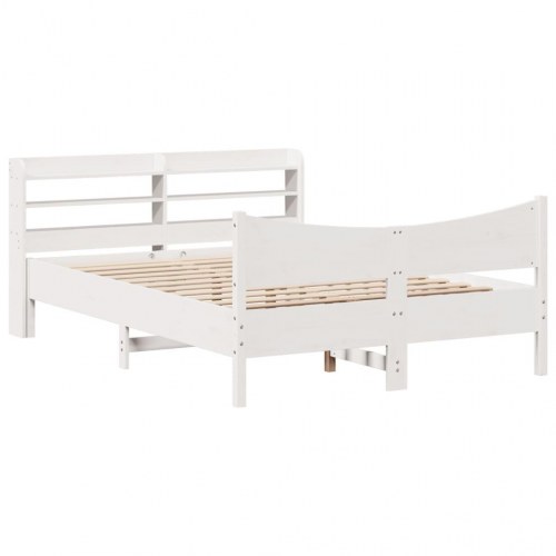 Sengeramme med sengegavl og hylder 140 x 190 cm - hvid