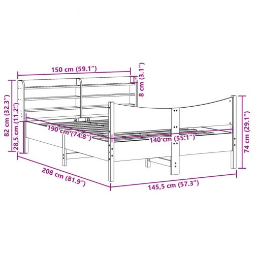 Sengeramme med sengegavl og hylder 140 x 190 cm - hvid