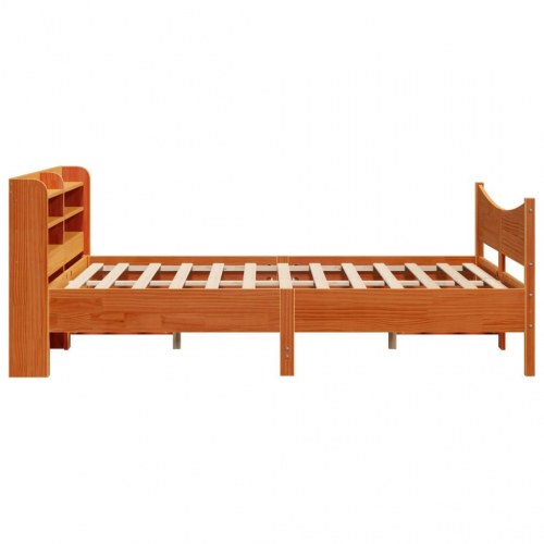 Sengeramme med sengegavl 150 x 200 cm i massivt fyrretræ - gyldenbrun