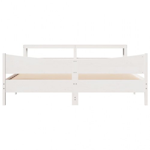Sengeramme med sengegavl 200x200 cm - massivt fyrretræ, hvid