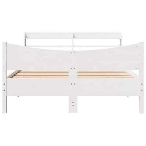 Sengeramme med sengegavl i massivt fyrretræ 135 x 190 cm - hvid