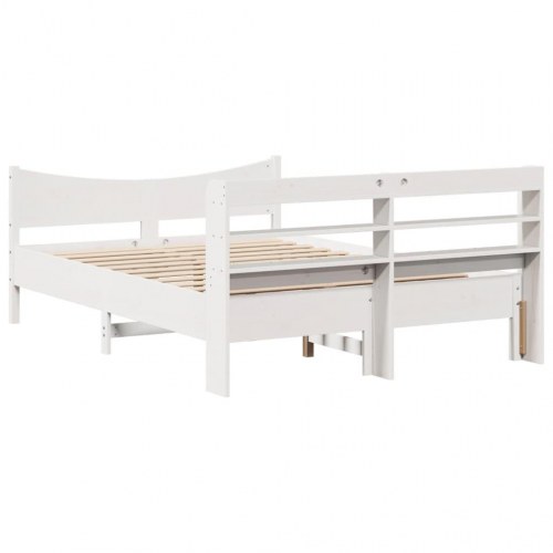 Sengeramme med sengegavl i massivt fyrretræ 135 x 190 cm - hvid