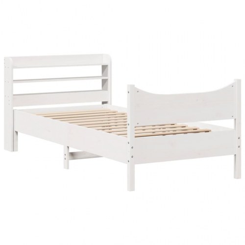 Sengeramme med sengegavl og hylder 75 x 190 cm - hvid