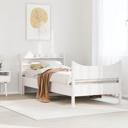 Sengeramme med sengegavl og hylder 75 x 190 cm - hvid