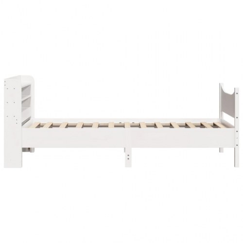 Sengeramme med sengegavl og hylder 75 x 190 cm - hvid
