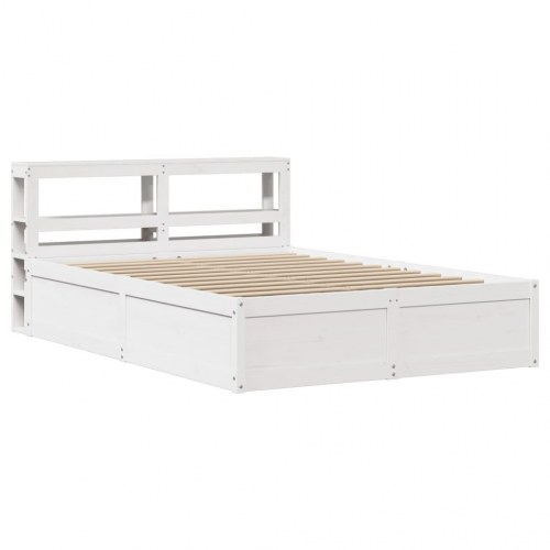 Sengeramme med sengegavl 140×190 cm - massivt fyrretræ, hvid