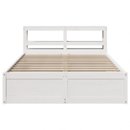 Sengeramme med sengegavl 140×190 cm - massivt fyrretræ, hvid