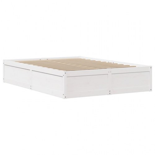 Sengeramme med sengegavl 140×190 cm - massivt fyrretræ, hvid