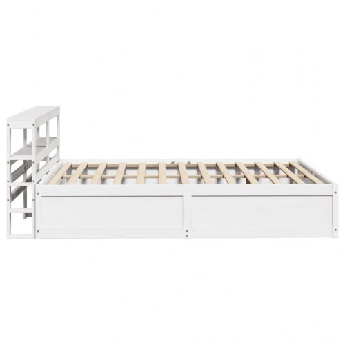Sengeramme med sengegavl 140×190 cm - massivt fyrretræ, hvid