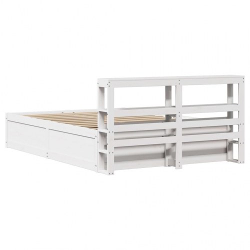 Sengeramme med sengegavl 140×190 cm - massivt fyrretræ, hvid