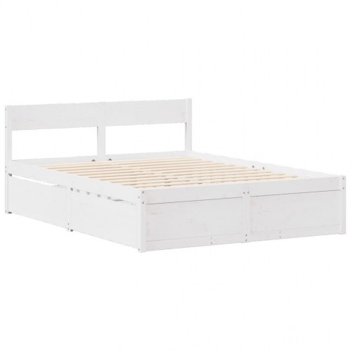 Sengeramme uden madras 160x200 cm massivt fyrretræ hvid