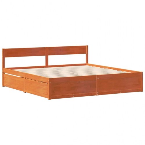 Sengeramme med opbevaring 180×200 cm - massivt fyrretræ, gyldenbrun