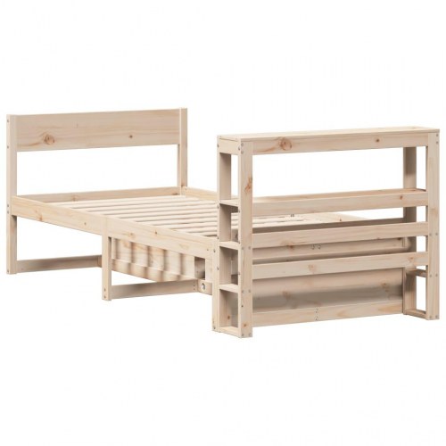 Sengeramme med opbevaring 75×190 cm - massivt fyrretræ