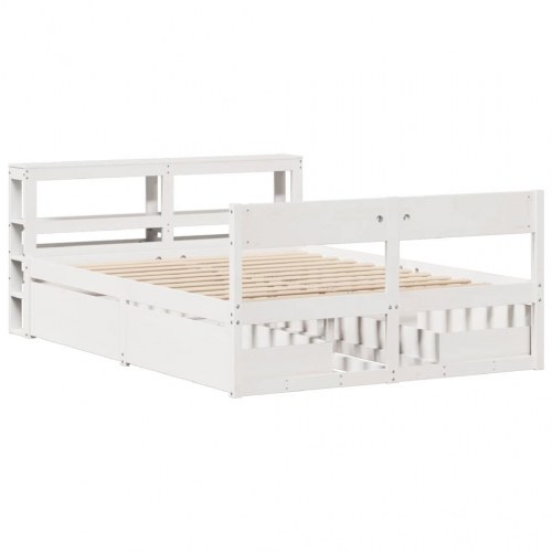 Sengeramme uden madras 135x190 cm massivt fyrretræ hvid