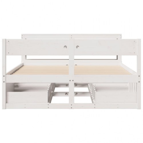 Sengeramme uden madras 135x190 cm massivt fyrretræ hvid
