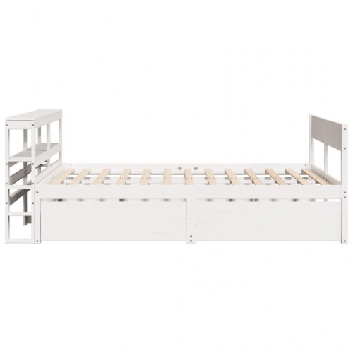 Sengeramme uden madras 135x190 cm massivt fyrretræ hvid