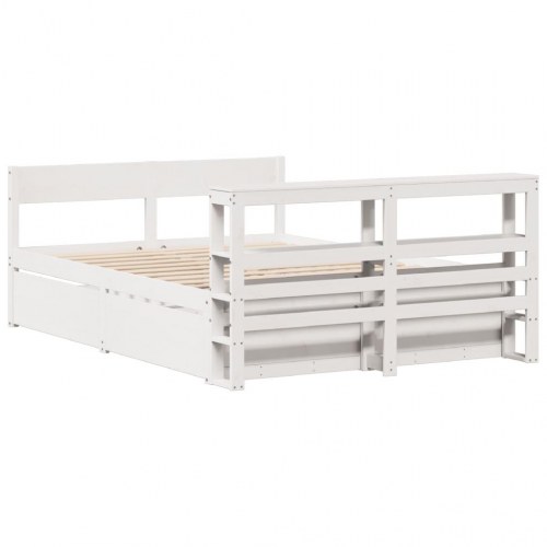 Sengeramme uden madras 135x190 cm massivt fyrretræ hvid