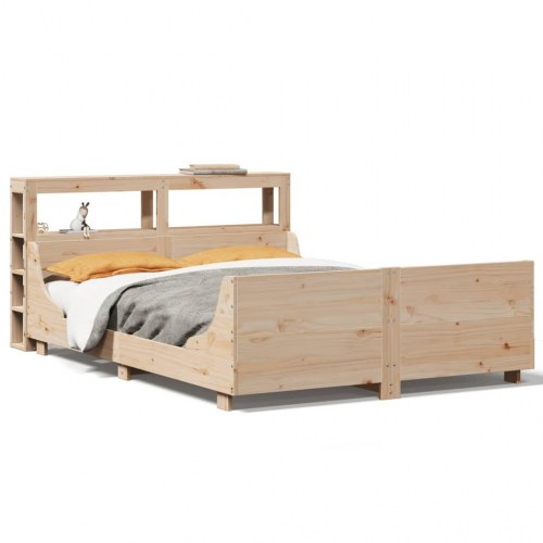 Sengeramme 160x200 cm i massivt fyrretræ med hylder