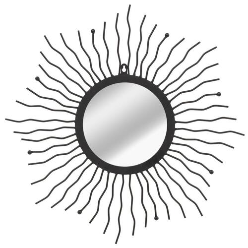 Vægspejl sunburst 60 cm sort