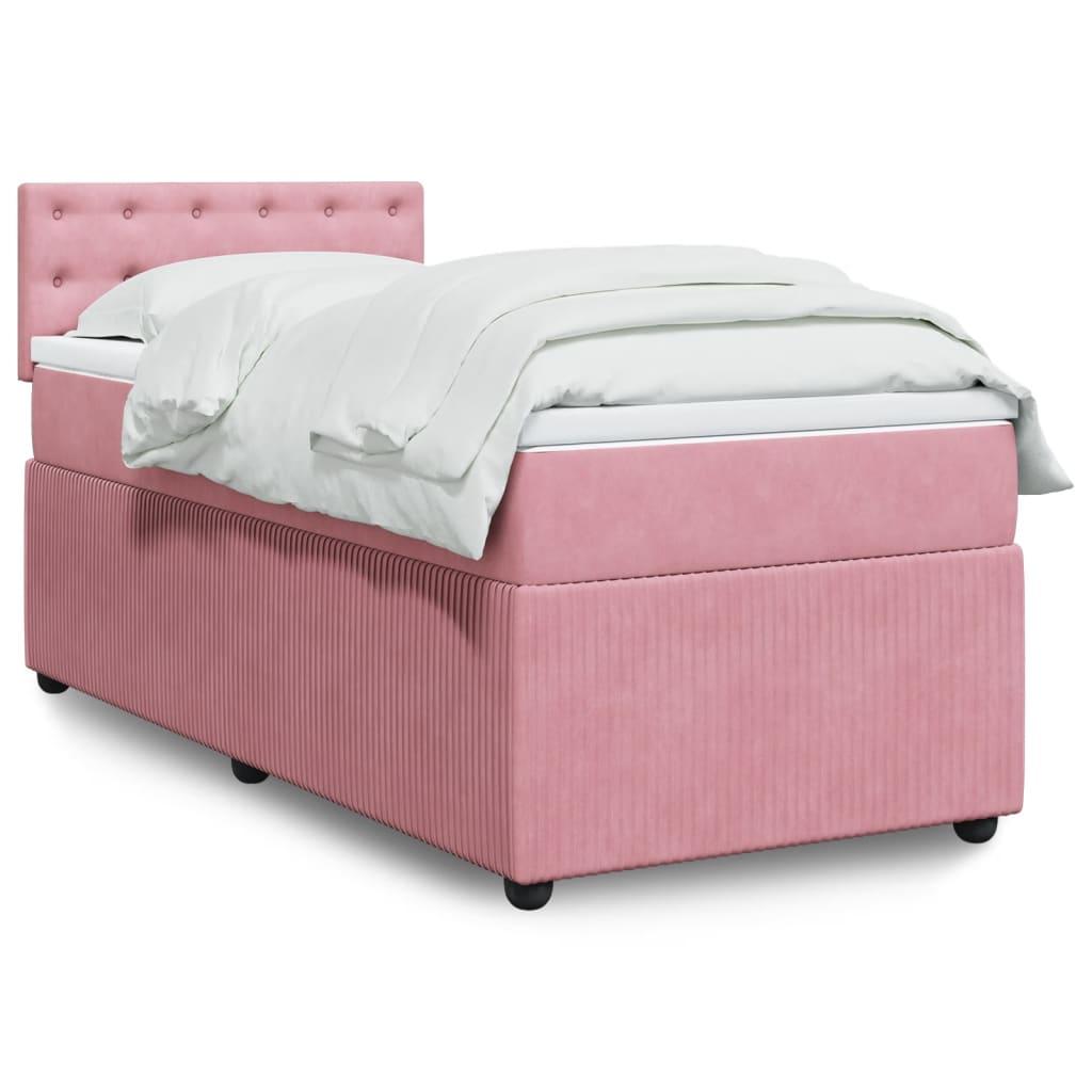 vidaXL kontinentalseng med madras 90x190 cm fløjl pink