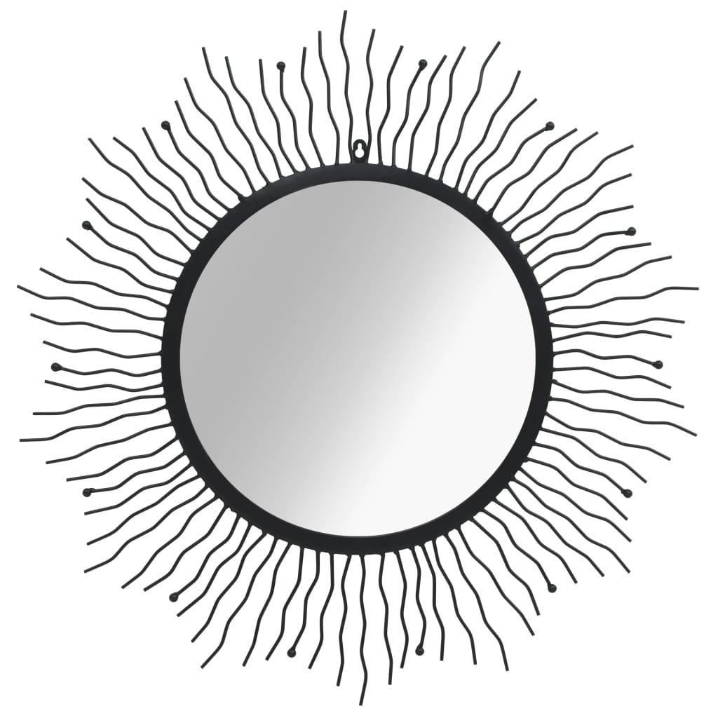 Vægspejl sunburst 80 cm sort