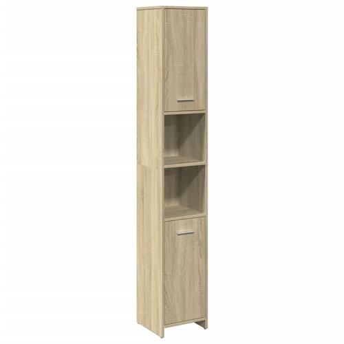 Badeværelsesskab 30x30x183,5 cm konstrueret træ sonoma-eg