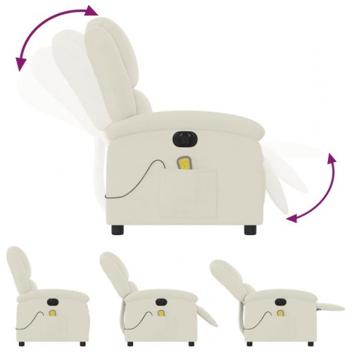 Elektrisk massagestol i velour - cremefarvet